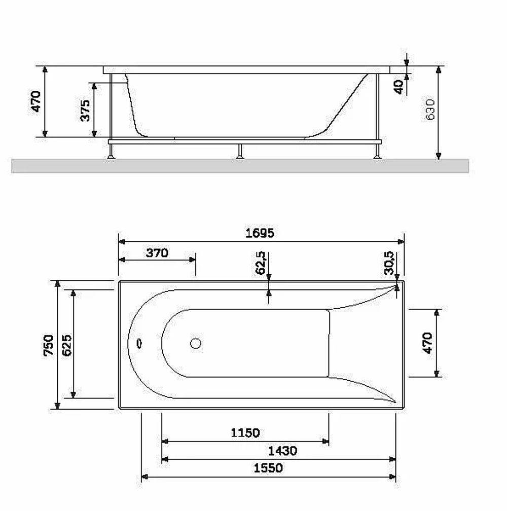 Ванна акриловая AM.PM Spirit V2.0 W72A-170-075W-A2 170х75