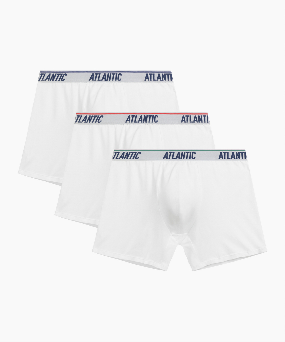 Мужские трусы шорты удлиненные Atlantic, набор 3 шт., хлопок, белые, 3MH-237