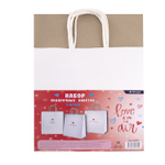 Набор пакетов подарочных бумажных Alingar, (L) 24х28х14 см, вертикальные, "Поздравления ассорти", белый крафт, на подложке, ассорти