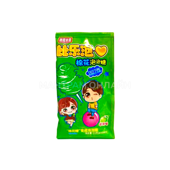 Жевательная резинка в виде сахарной ваты Bubble Gum вкус яблоко 11 г