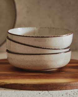 ZARA HOME ФАРФОРОВАЯ ПИАЛА С ОБОДКОМ ПОД СТАРИНУ, БЕЛЫЙ