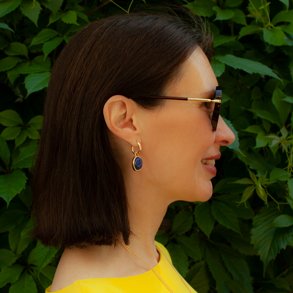 Серьги Fiore Luna NATURAL LAPIS LE1111 BL/G