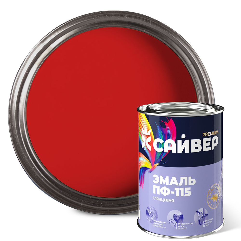 САЙВЕР  Эмаль ПФ-115 Красная 0,8кг ГОСТ 6465-76