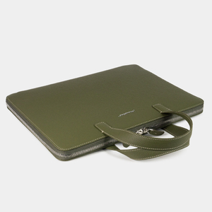 Сумка для документов и техники 13 - 14 из кожи теленка, зеленого цвета