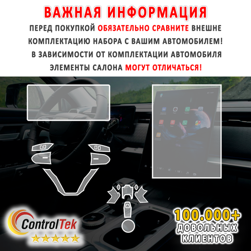 JAECOO J7 (2023) - комплект защитных матовых пленок 4 в 1. Пленка защитная ControlTek HYBRID со слоем TOP COAT. Толщина: 6 mil. (175 мкм.)