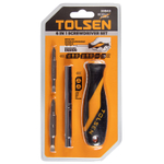 TOLSEN (TT20043) Отвертка со сменными вставками (битами), 6 в 1