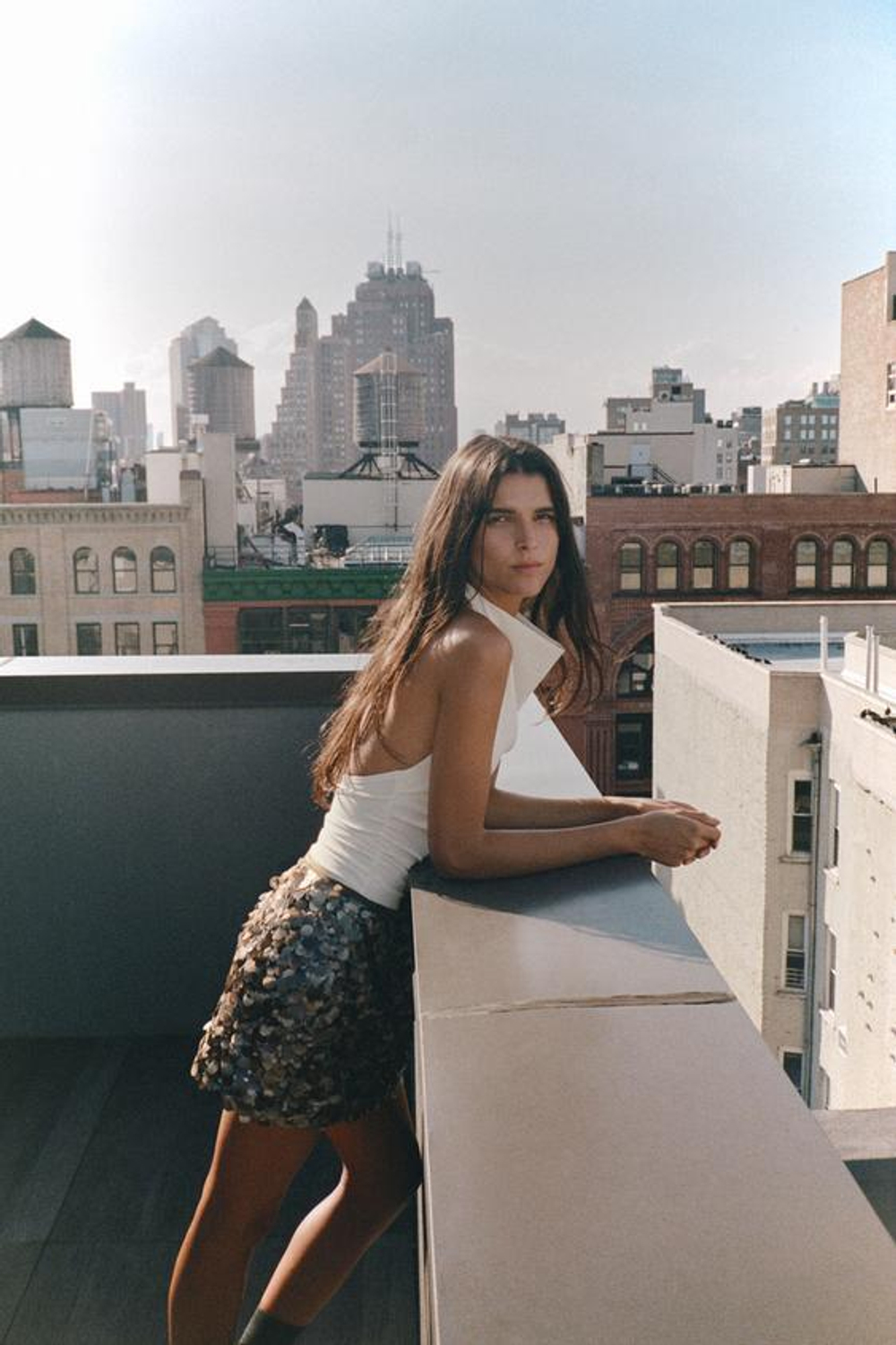 ZARA МИНИ-ЮБКА С ПАЙЕТКАМИ, ЗЕЛЕНОВАТЫЙ