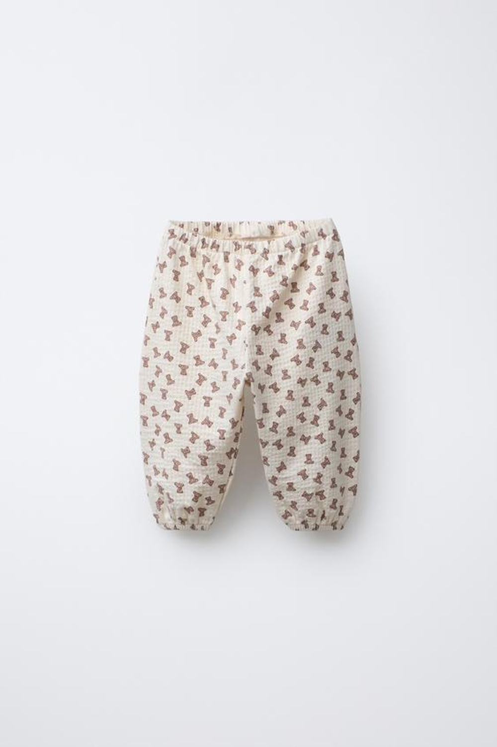 ZARA БРЮКИ-ДЖОГГЕРЫ С МИШКАМИ, ЭКРЮ