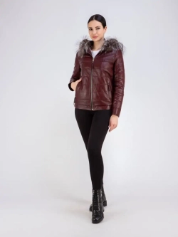 Куртка женская из натуральной кожи с капюшоном Турция
