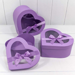 Коробка 25.8х24.5х12 см Набор 3 шт "Сердце" (Сиреневый)