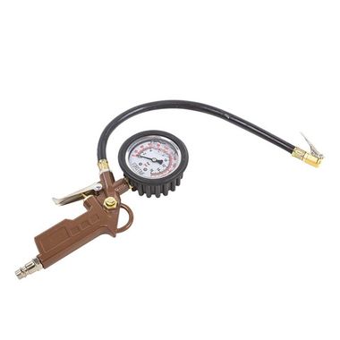 Пистолет для подкачки шин с аналоговым манометром и шлангом (0-16bar, манометр заполнен глицерином), в блистере FORSTIME FT-2370G