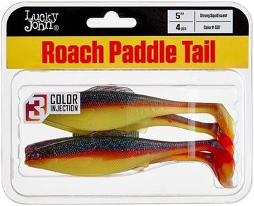 Виброхвосты съедобные LJ Pro Series ROACH PADDLE TAIL 5.0in (12,7 см), цв. G07, 4 шт.