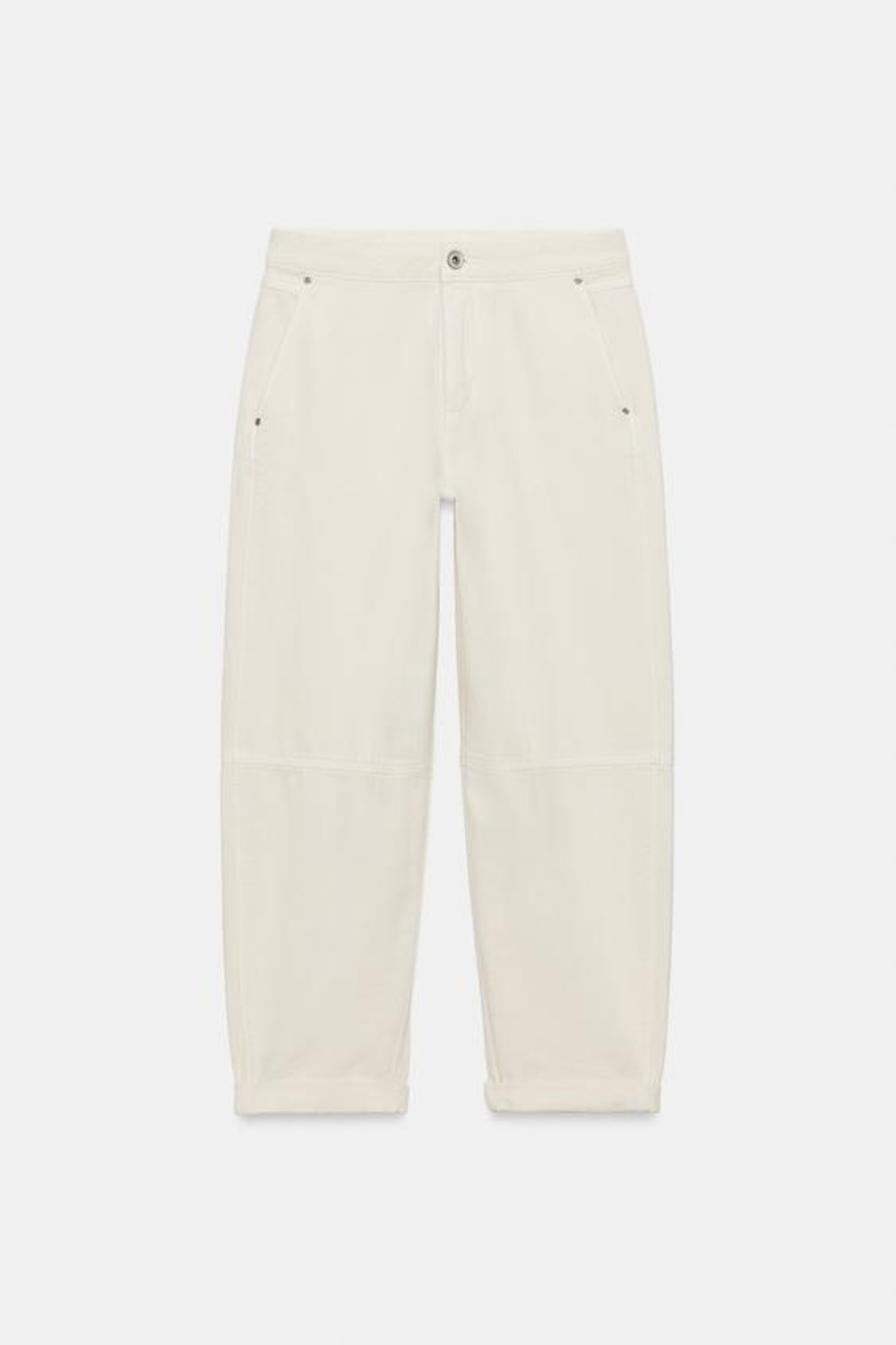ZARA ДЖИНСЫ Z1975 CHINO СВОБОДНОГО КРОЯ, ЖЕЛТОВАТО-БЕЛЫЙ