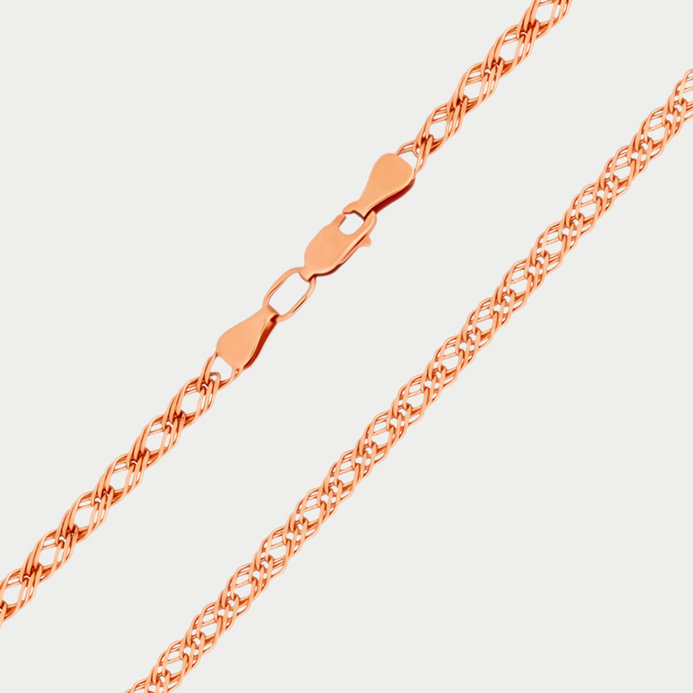 Цепь плетения "Ромб тройной" полновесная без вставок из розового золота 585 пробы (арт. 581100502)