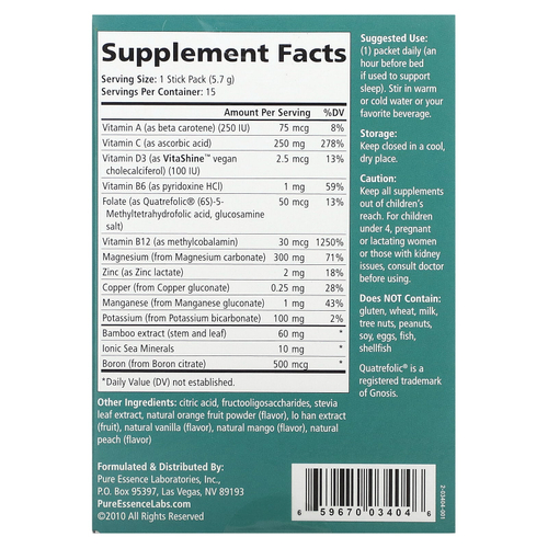 Pure Essence, Ionic-Fizz, Magnesium Plus, со вкусом апельсина и ванили, 15 стиков по 5,7 г (0,2 унции)