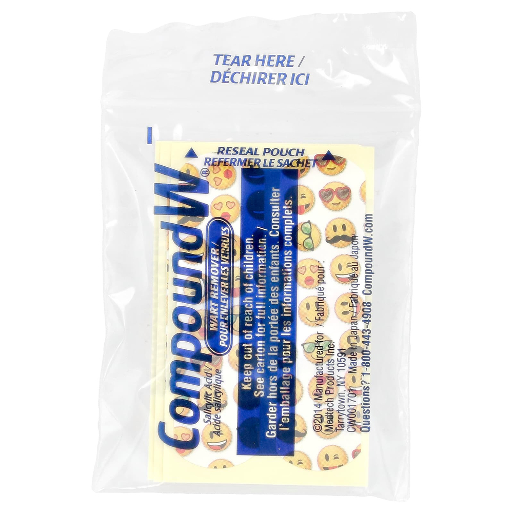 Compound W, средство для удаления бородавок, одноразовые пластыри, максимальная сила действия, для детей от 3 лет, 10 лечебных пластырей