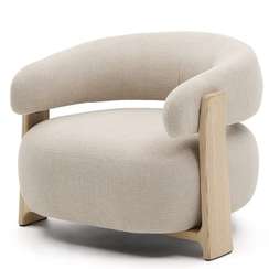 Кресло Granite на 3 ножках, бежевый шенилл, массив ясеня в натуральном цвете