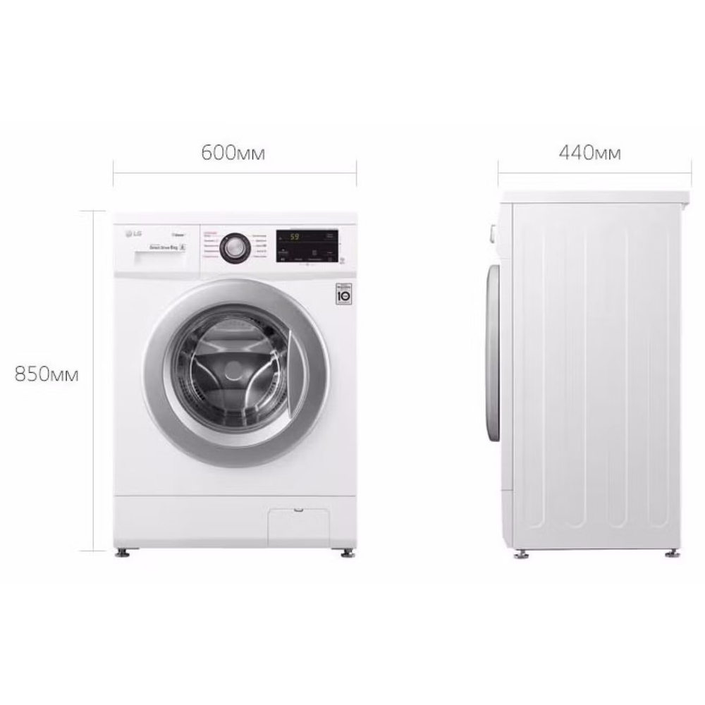 Стиральная машина LG F2J3NS1W 6 кг, 1200 об/мин, 45 см, инверторный мотор, пар, белая
