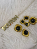 Пуговицы квадратные золотистые с черной эмалью