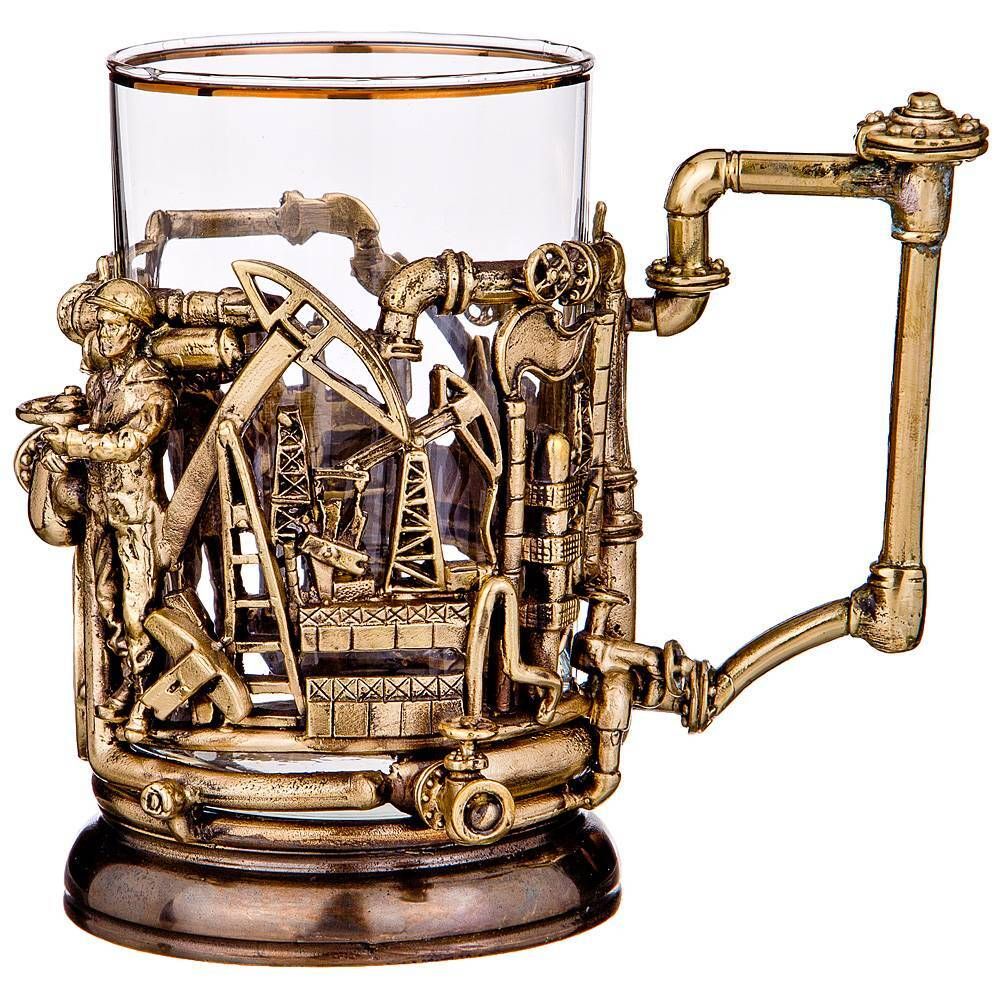 СТАКАН С ПОДСТАКАННИКОМ "НЕФТЯНИКИ" 250 МЛ (КОР=1ШТ.)