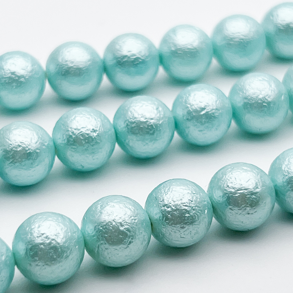 "Майорка" с эффектом фольга, цвет мятный, диаметр 9,7-10 мм, цена за 10 шт (1/4 нити)