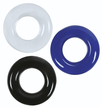 Набор из 3 эрекционных колец без рельефа (Цвет: прозрачный)