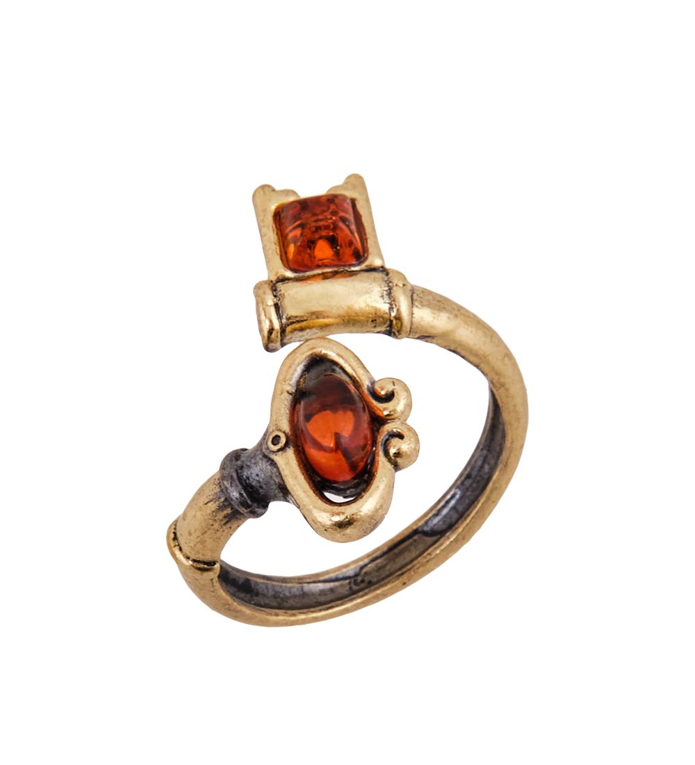 AM-3800 Кольцо «Ключик от ларчика» (латунь, янтарь)