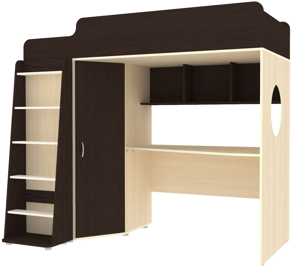 Кровать-чердак КарИВи Легенда 4.1 80х190  Дуб Молочный Венге
