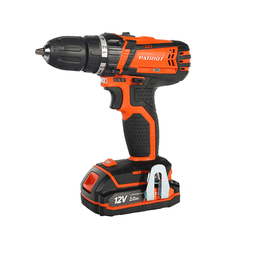 Дрель-шуруповерт аккумуляторная PATRIOT BR 111ES, две АКБ Li-Ion, 12В, 2.0 Ач, 2 скорости, кейс