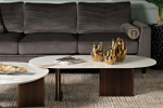 Стол журнальный Garda Decor Garda Decor овальный искусственный камень белый 130*65*38 см
