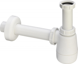 120337 Сифон бутылочный Viega для биде (пластик), 1 1/4х32, мод. 5555K белый, подходит для смесителя с дон.клапаном