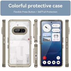 Двухкомпонентный прозрачный чехол для Nothing Phone 3a, боковые рамки мягкие серого цвета