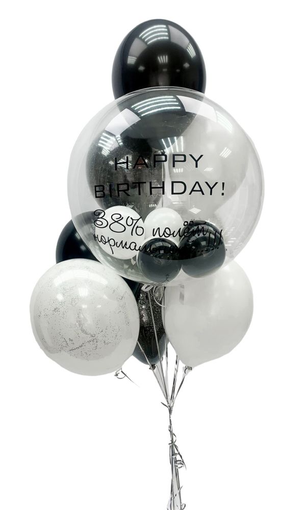 Воздушный сет шар-сфера Баблс (deco-bubbles) с шарами и надписью