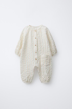 ZARA КОМБИНЕЗОН В ПОЛОСКУ, ЭКРЮ