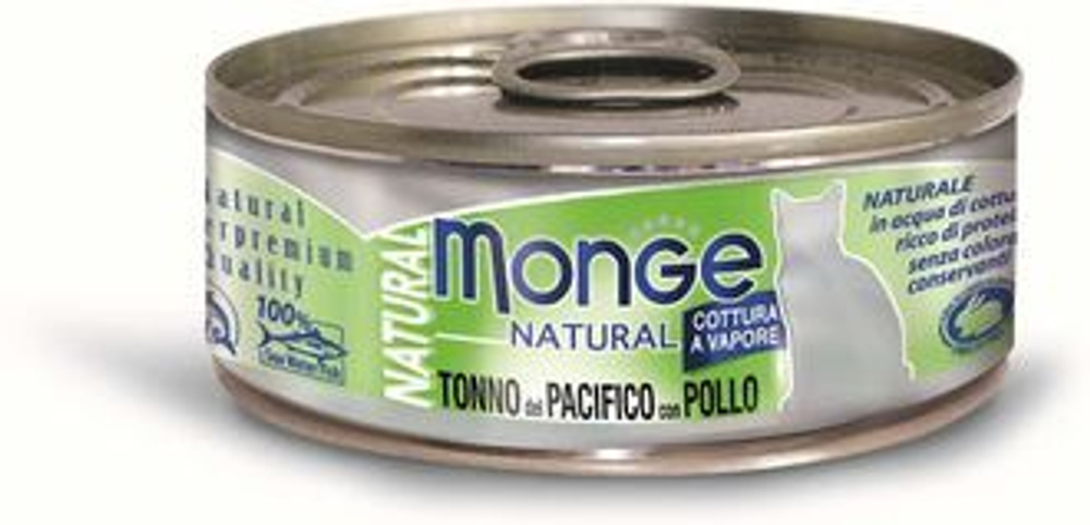 Monge Cat Natural Консервы для кошек с тихоокеанским тунцом и курицей, 80г
