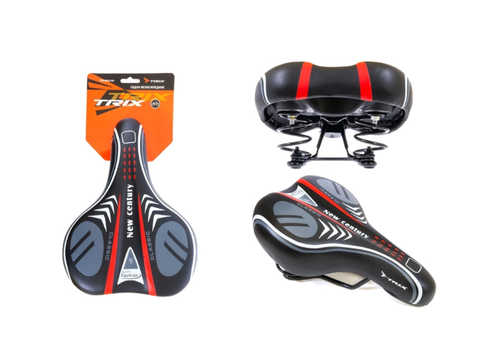 Седло TRIX комфорт 255x185 мм, пружинное, черно-красное (30)