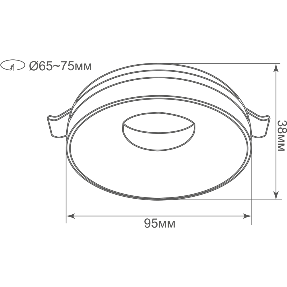Светильник встраиваемый, GU10, D95xH38мм, IP20, белый, без лампы