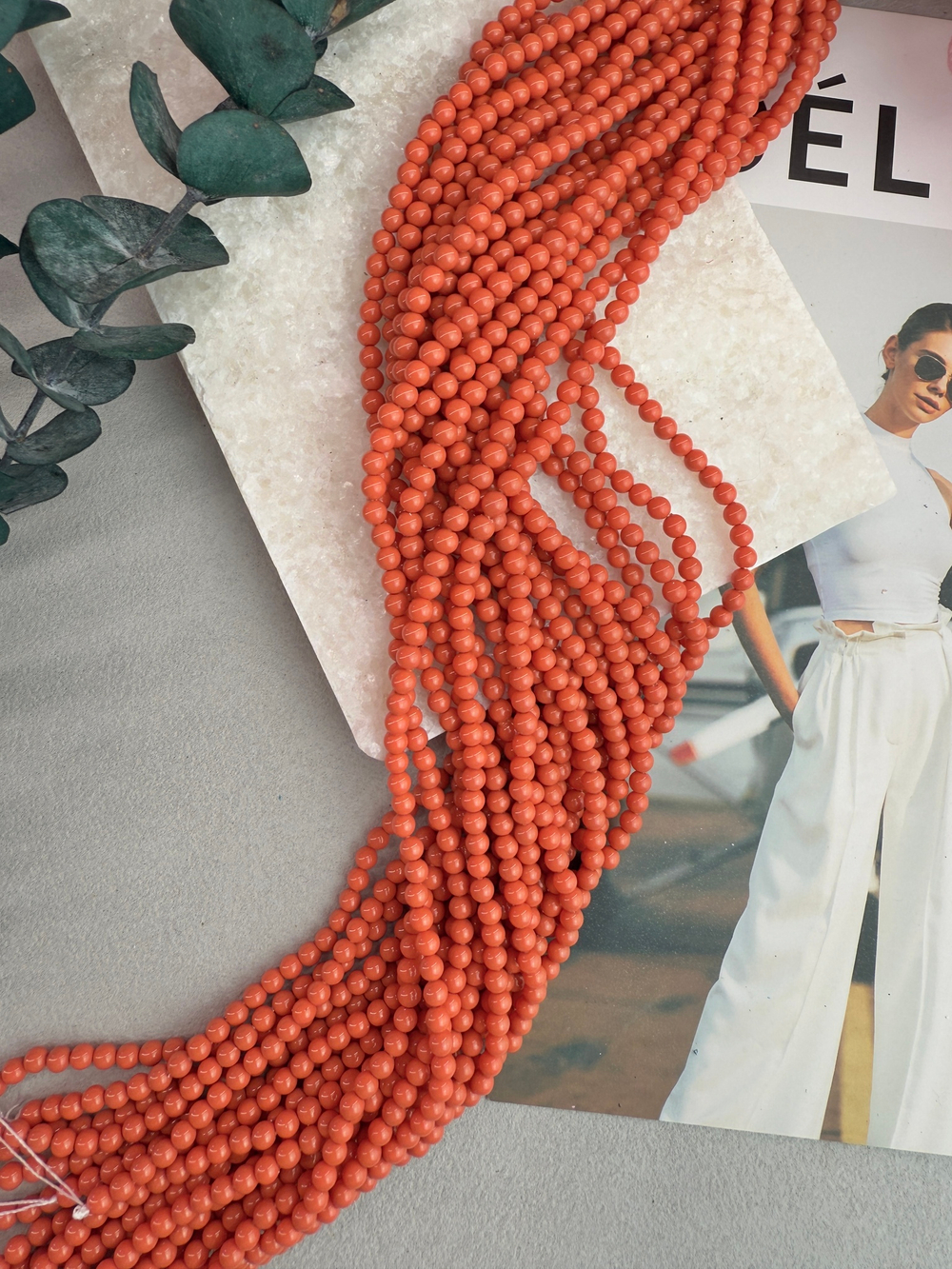 Жемчуг Premium, 4 мм, нить 40 см, Кирпичный