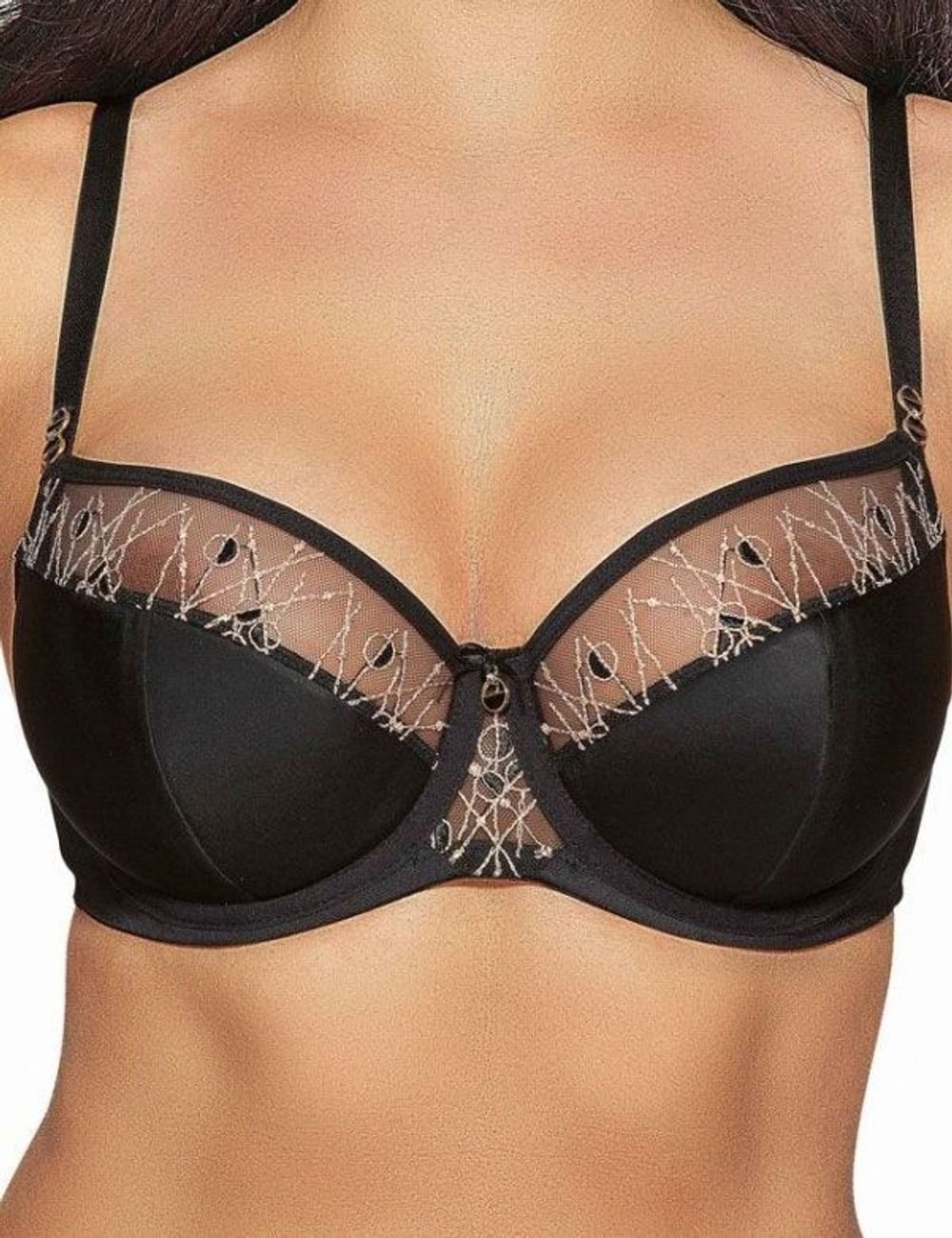 Бюстгальтер на косточках с вышивкой люрексом (Размер: 100C) (Цвет: черный)