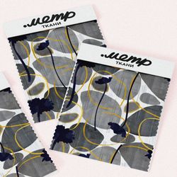 Ткань поплин серые камни с золотом