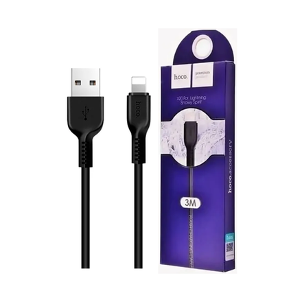 Кабель для зарядки Hoco X20 USB-A - Lightning, 2A, 3м, быстрая зарядка, черный