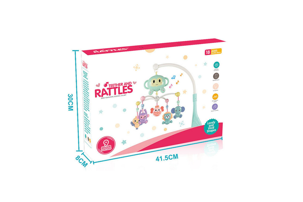 Музыкальный мобиль "Чебурашка" аккум.питание/пласт., 250 мел.