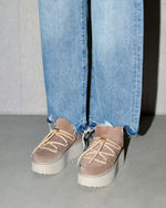 Замшевые полусапоги INUIKII 75204-004 Sneaker Classic Low Platform Beige на меху