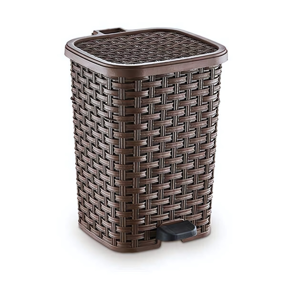 Мусорное ведро с педалью 26л "Плетенка" коричневый 01054