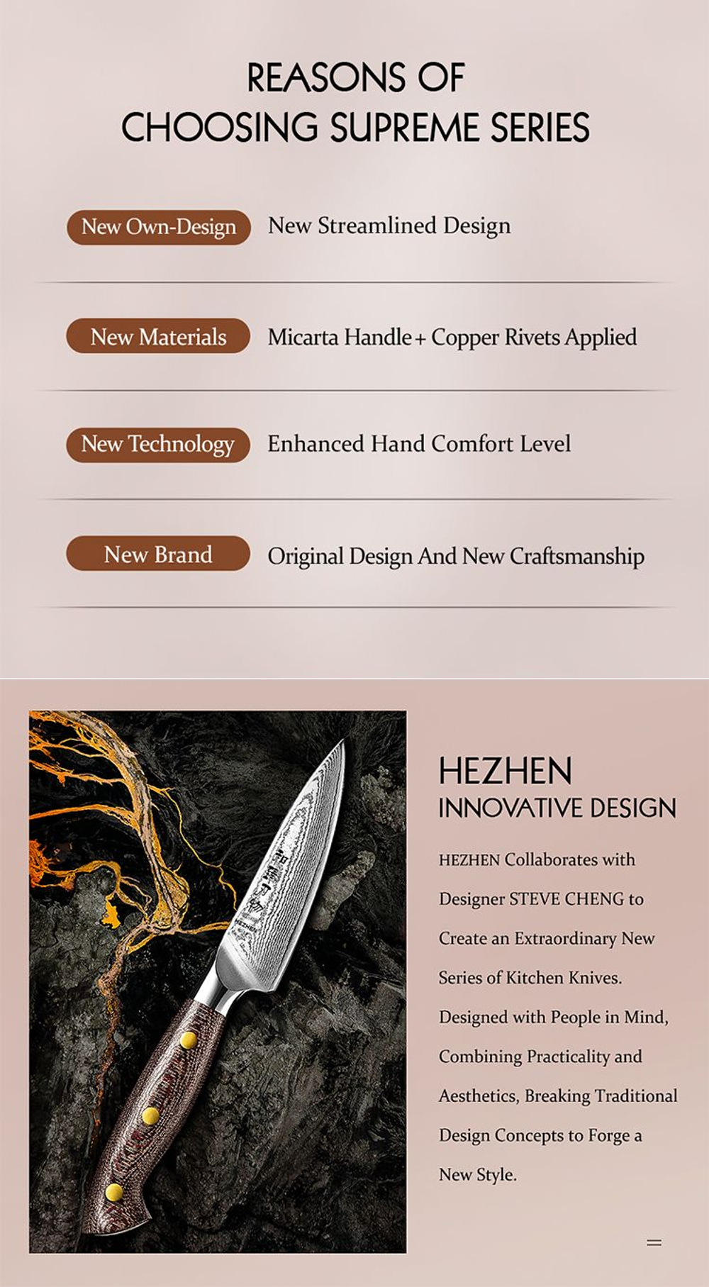 Кухонный нож Hezhen X02M Paring нож 4 дюйма клинок 67 Layers Damascus рукоять микарта, длина лезвия 11 см