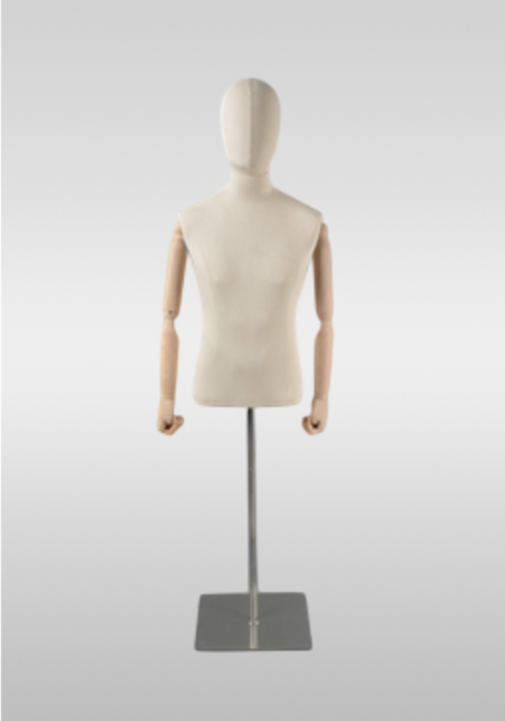 Торс мужской BDM с головой/Обтяжка лен/Деревянные руки