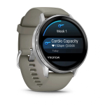 Умные часы Garmin Venu 4 45мм Серебристые с серым силиконовым ремешком (010-03014-41)