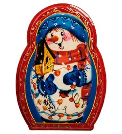 Народные промыслы ШК-11/62-D Шкатулка в технике декупаж «Матрешка-снеговик» (20х14х6)