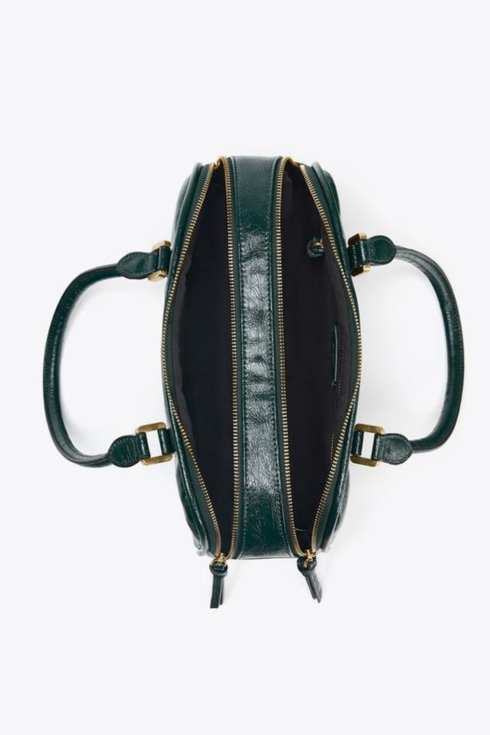 ZARA СУМКА-БОУЛИНГ С МОЛНИЯМИ, ЗЕЛЕНЫЙ