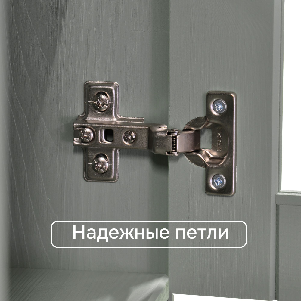 Шкаф витрина 90х39х192, Лена, распашной двухдверный стеклянный для посуды, буфет для кухни, массив сосны, зеленый эвкалипт, Dipriz